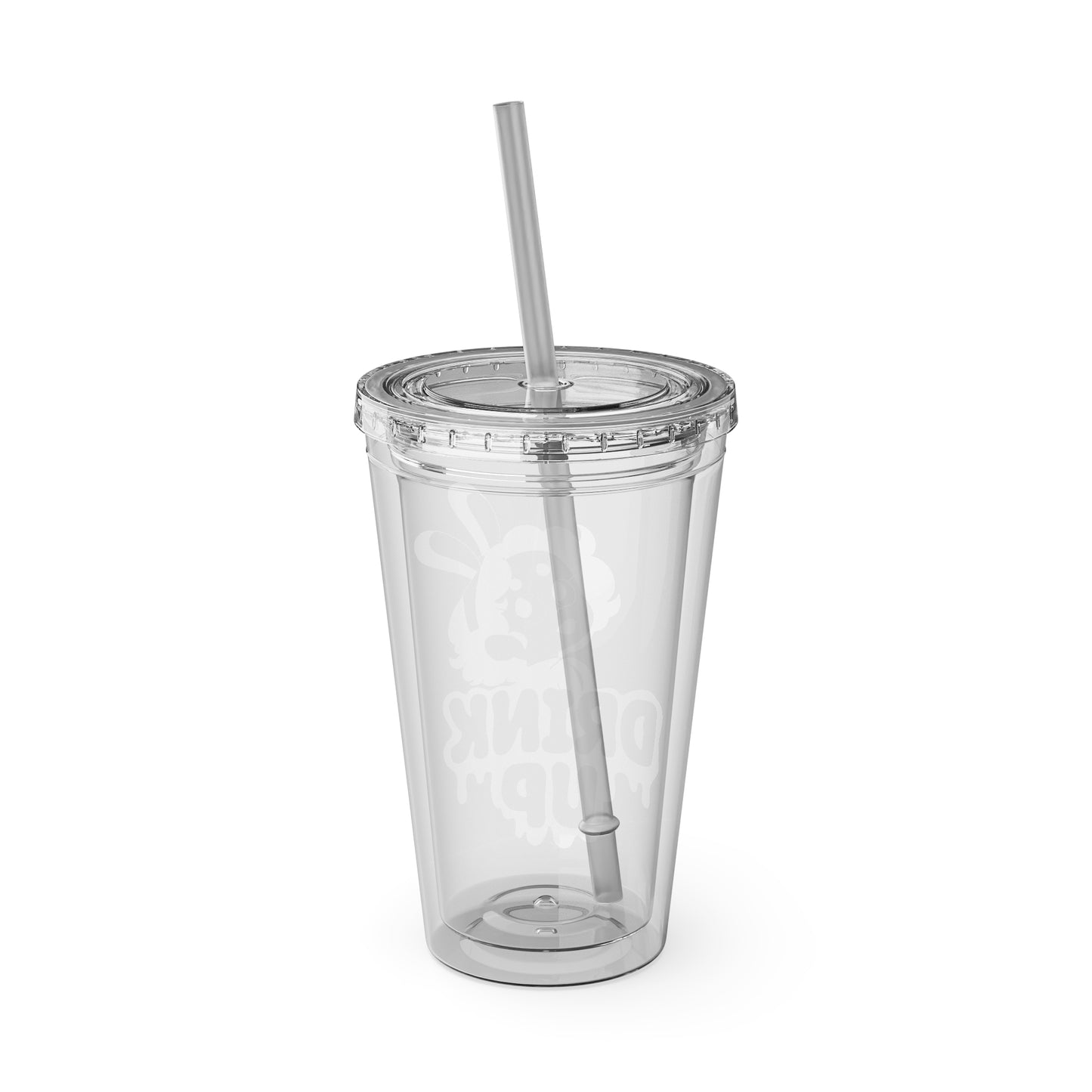 Tumbler with Straw, Drink Up, Cute Girl Drawing, 16oz