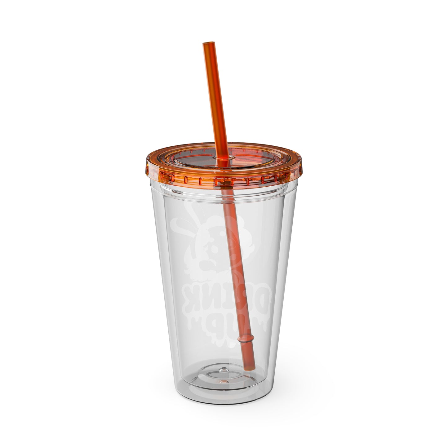 Tumbler with Straw, Drink Up, Cute Girl Drawing, 16oz