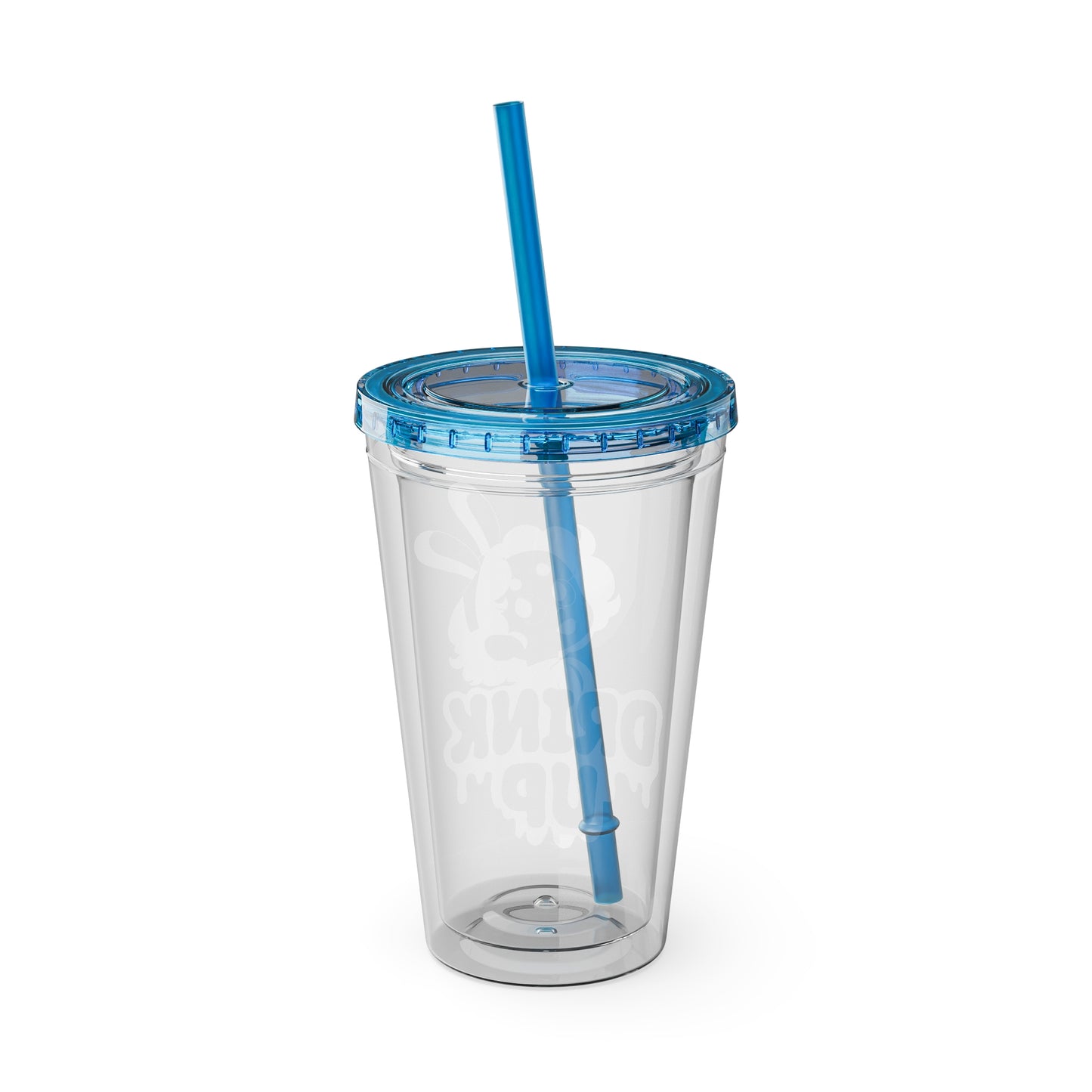 Tumbler with Straw, Drink Up, Cute Girl Drawing, 16oz