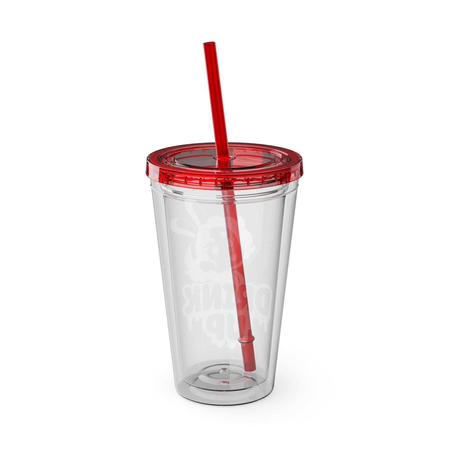 Tumbler with Straw, Drink Up, Cute Girl Drawing, 16oz